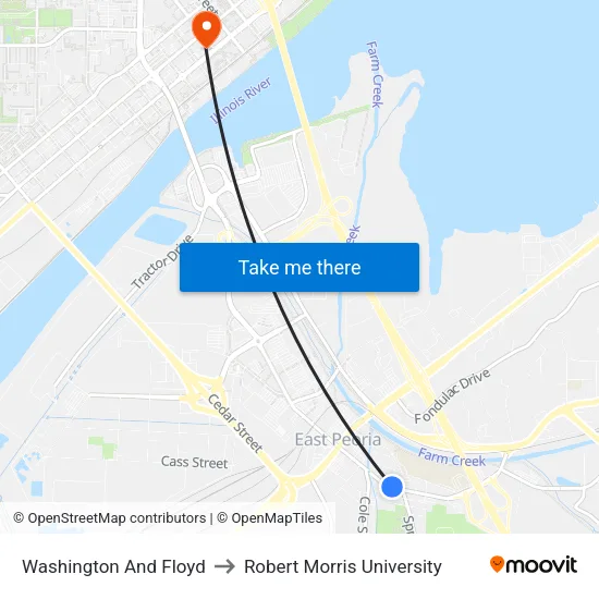 Washington And Floyd to Robert Morris University map