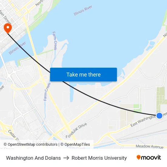 Washington And Dolans to Robert Morris University map