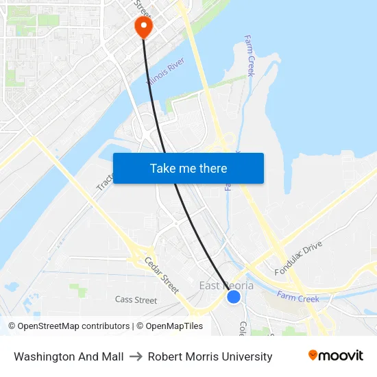 Washington And Mall to Robert Morris University map