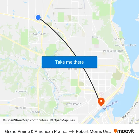 Grand Prairie & American Prairie @ T Mob to Robert Morris University map