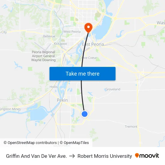Griffin And Van De Ver Ave. to Robert Morris University map