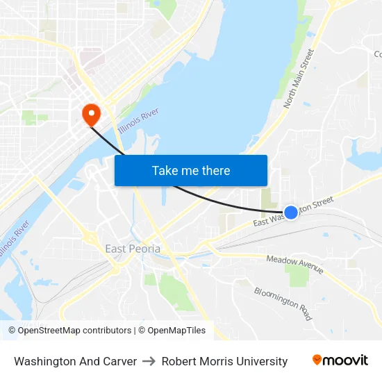 Washington And Carver to Robert Morris University map