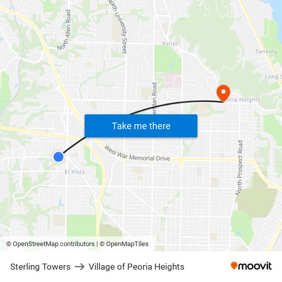 Sterling Towers to Village of Peoria Heights map