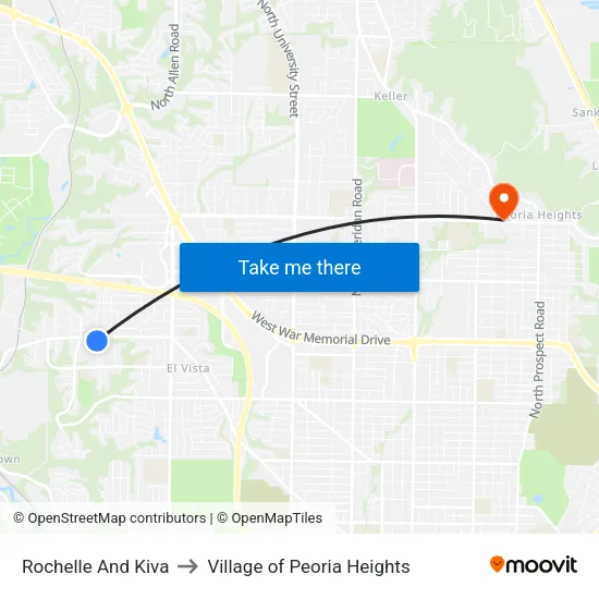Rochelle And Kiva to Village of Peoria Heights map
