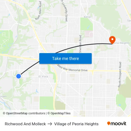 Richwood And Molleck to Village of Peoria Heights map