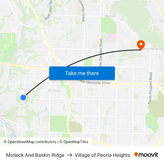 Molleck And Baskin Ridge to Village of Peoria Heights map