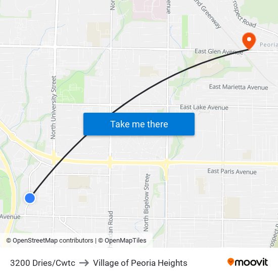 3200 Dries/Cwtc to Village of Peoria Heights map