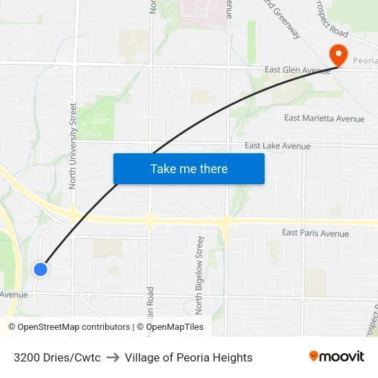 3200 Dries/Cwtc to Village of Peoria Heights map