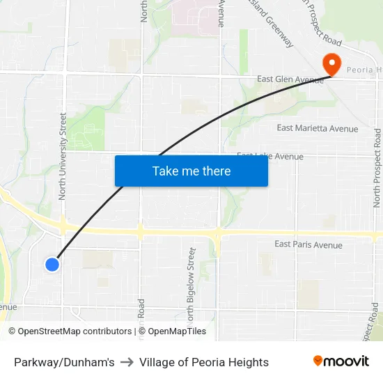 Parkway/Dunham's to Village of Peoria Heights map