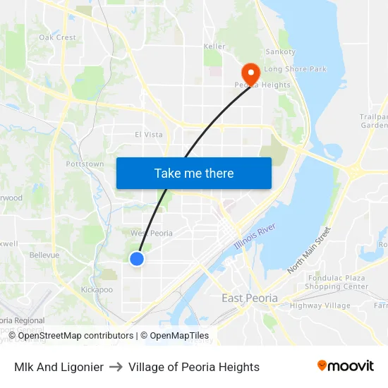 Mlk And Ligonier to Village of Peoria Heights map