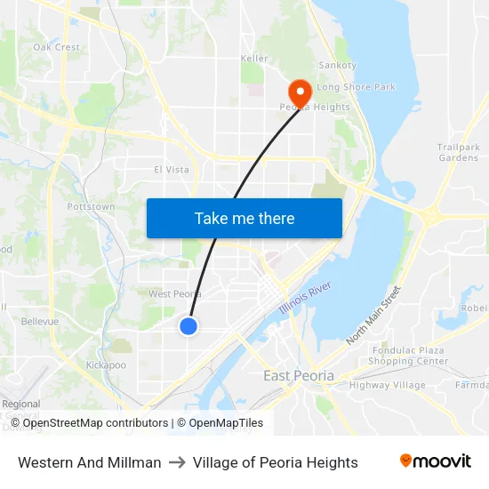 Western And Millman to Village of Peoria Heights map