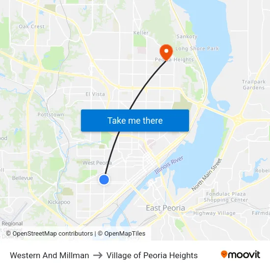 Western And Millman to Village of Peoria Heights map