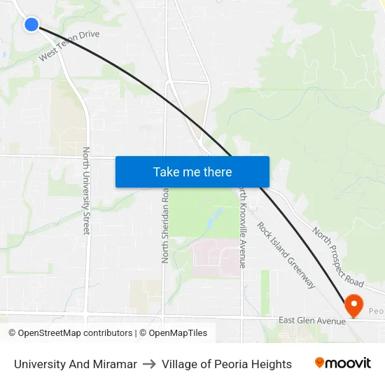 University And Miramar to Village of Peoria Heights map
