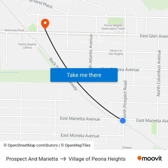 Prospect And Marietta to Village of Peoria Heights map