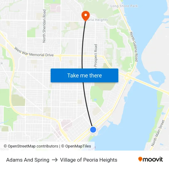 Adams And Spring to Village of Peoria Heights map