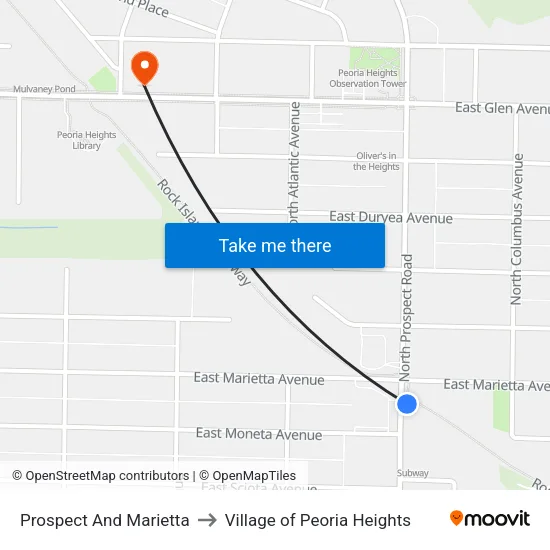 Prospect And Marietta to Village of Peoria Heights map