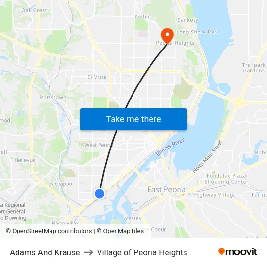 Adams And Krause to Village of Peoria Heights map