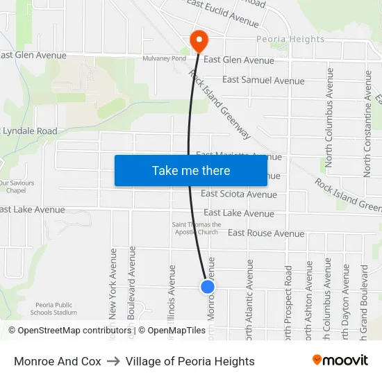 Monroe And Cox to Village of Peoria Heights map