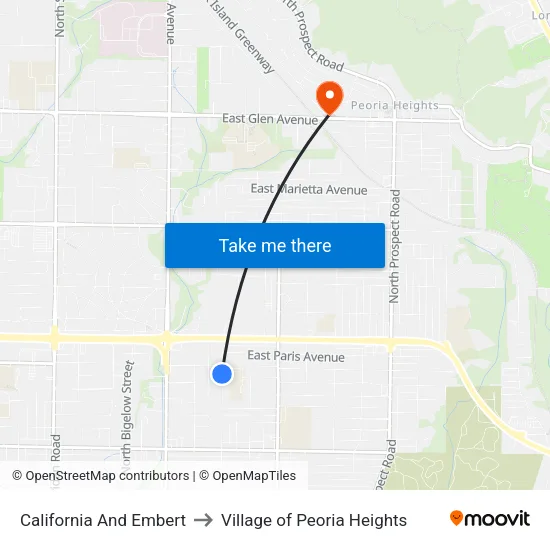California And Embert to Village of Peoria Heights map