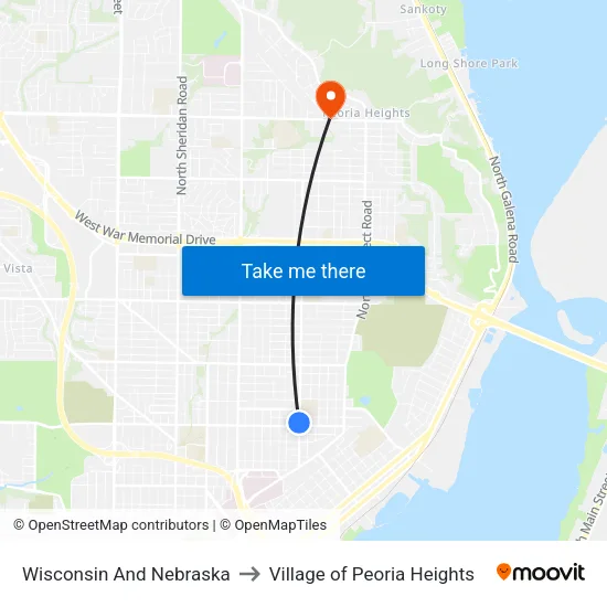 Wisconsin And Nebraska to Village of Peoria Heights map