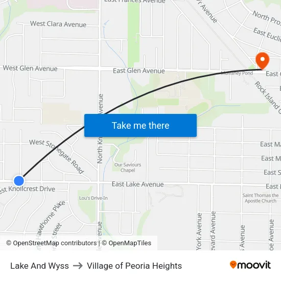 Lake And Wyss to Village of Peoria Heights map