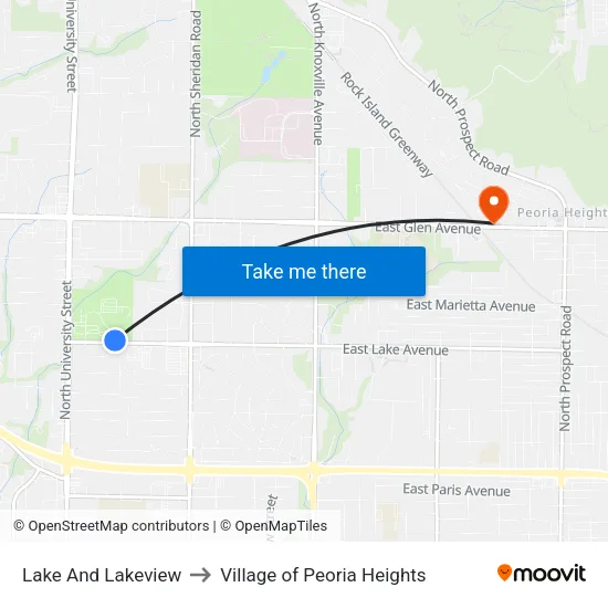 Lake And Lakeview to Village of Peoria Heights map