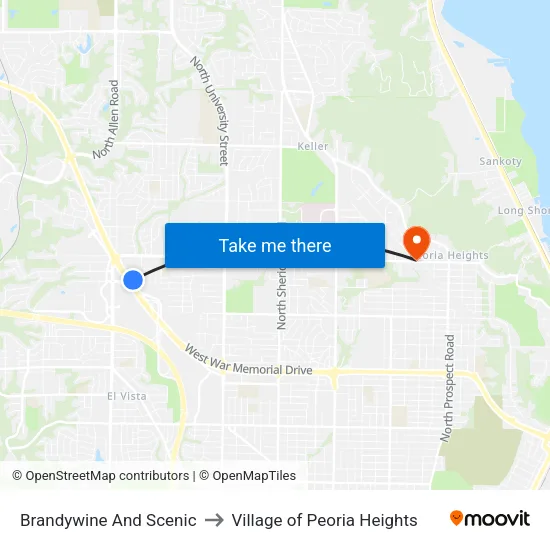 Brandywine And Scenic to Village of Peoria Heights map