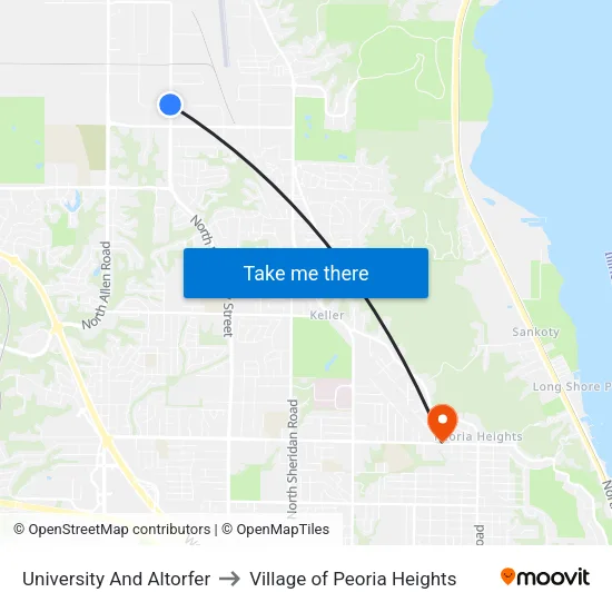 University And Altorfer to Village of Peoria Heights map