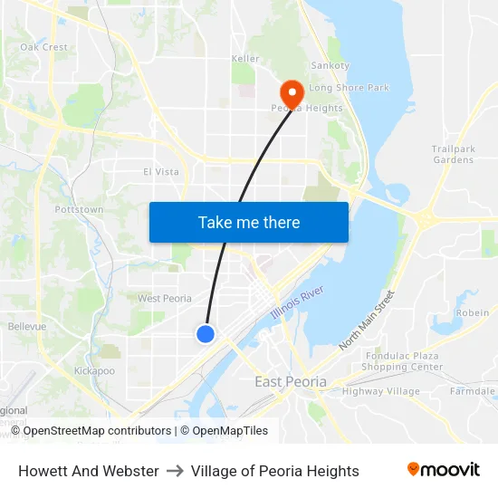 Howett And Webster to Village of Peoria Heights map
