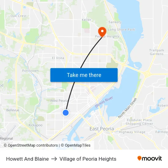 Howett And Blaine to Village of Peoria Heights map