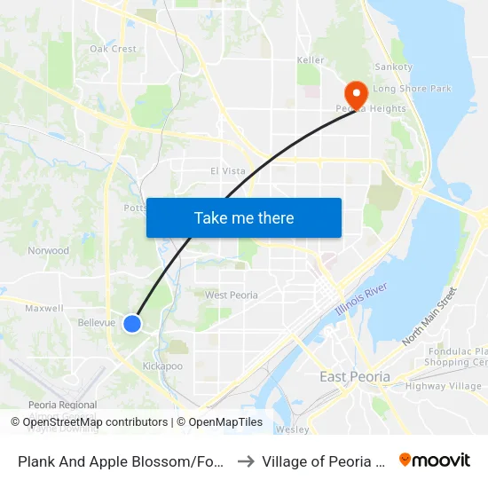 Plank And Apple Blossom/Four Seasons to Village of Peoria Heights map