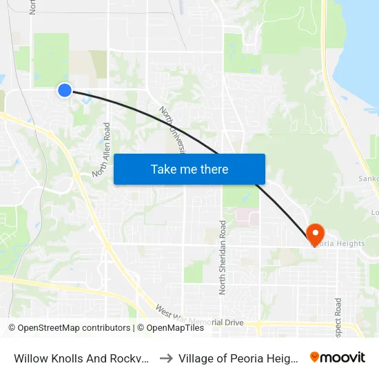 Willow Knolls And Rockvale to Village of Peoria Heights map