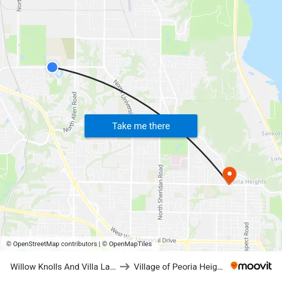 Willow Knolls And Villa Lake to Village of Peoria Heights map