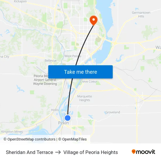Sheridan And Terrace to Village of Peoria Heights map