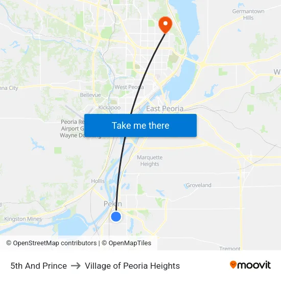 5th And Prince to Village of Peoria Heights map