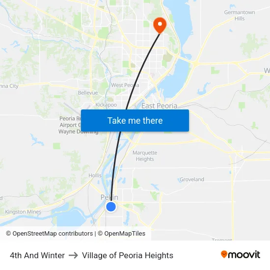 4th And Winter to Village of Peoria Heights map