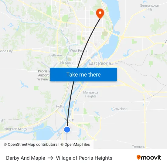 Derby And Maple to Village of Peoria Heights map