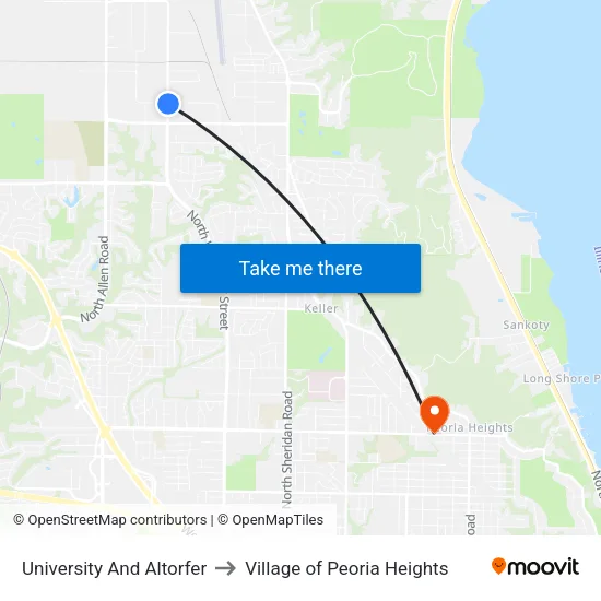 University And Altorfer to Village of Peoria Heights map