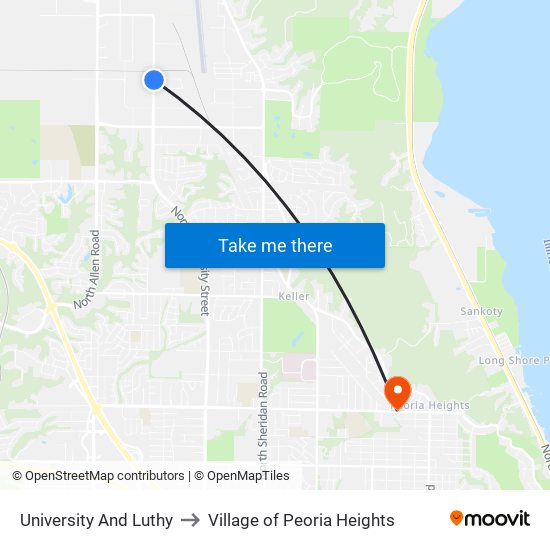 University And Luthy to Village of Peoria Heights map
