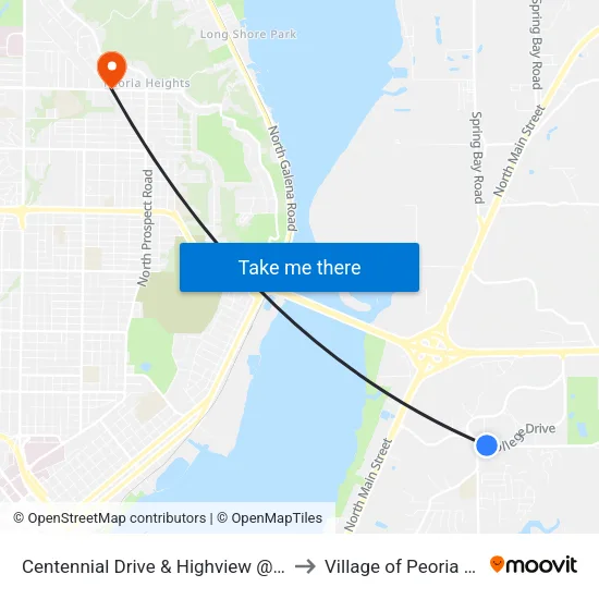 Centennial Drive & Highview @ Rosewood to Village of Peoria Heights map