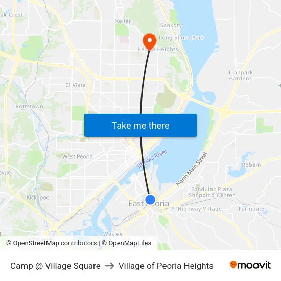 Camp @ Village Square to Village of Peoria Heights map