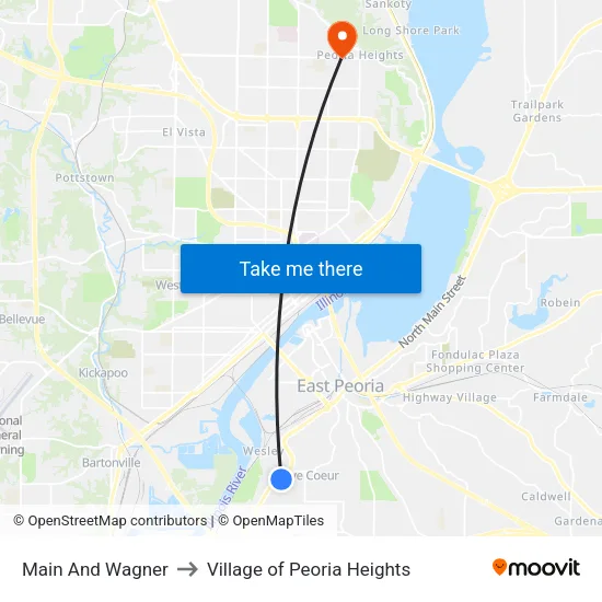 Main And Wagner to Village of Peoria Heights map