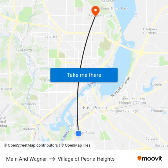 Main And Wagner to Village of Peoria Heights map