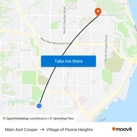 Main And Cooper to Village of Peoria Heights map