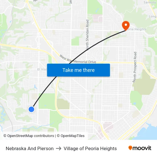 Nebraska And Pierson to Village of Peoria Heights map