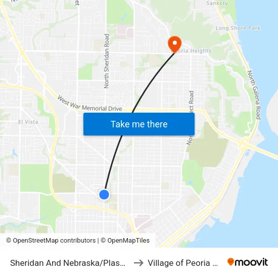 Sheridan And Nebraska/Plasma Center to Village of Peoria Heights map