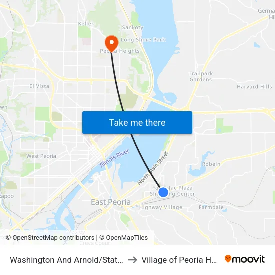 Washington And Arnold/State Farm to Village of Peoria Heights map