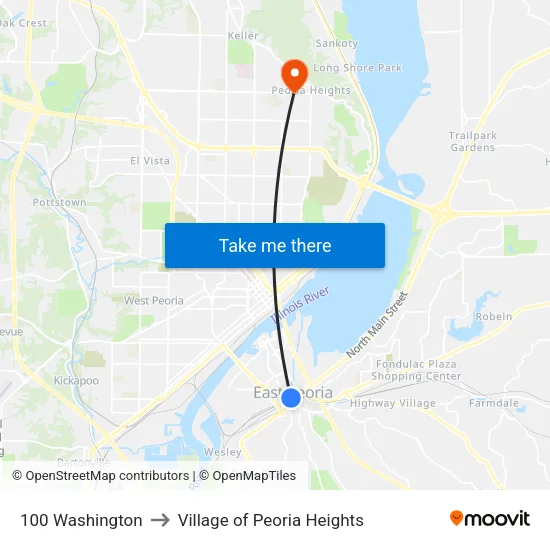100 Washington to Village of Peoria Heights map