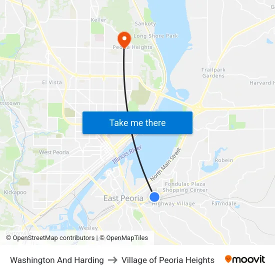 Washington And Harding to Village of Peoria Heights map