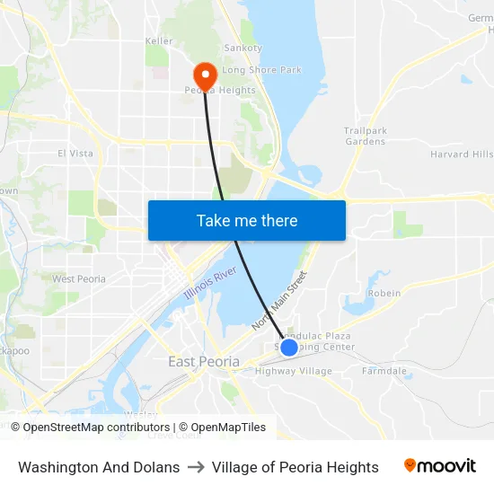 Washington And Dolans to Village of Peoria Heights map